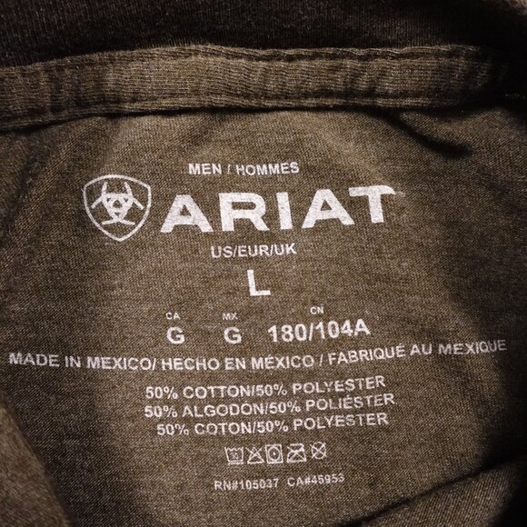 Ariat Graphic T-Shirt Heather Brown Ranch Scene – Men's Size Large - Picture 3 of 6